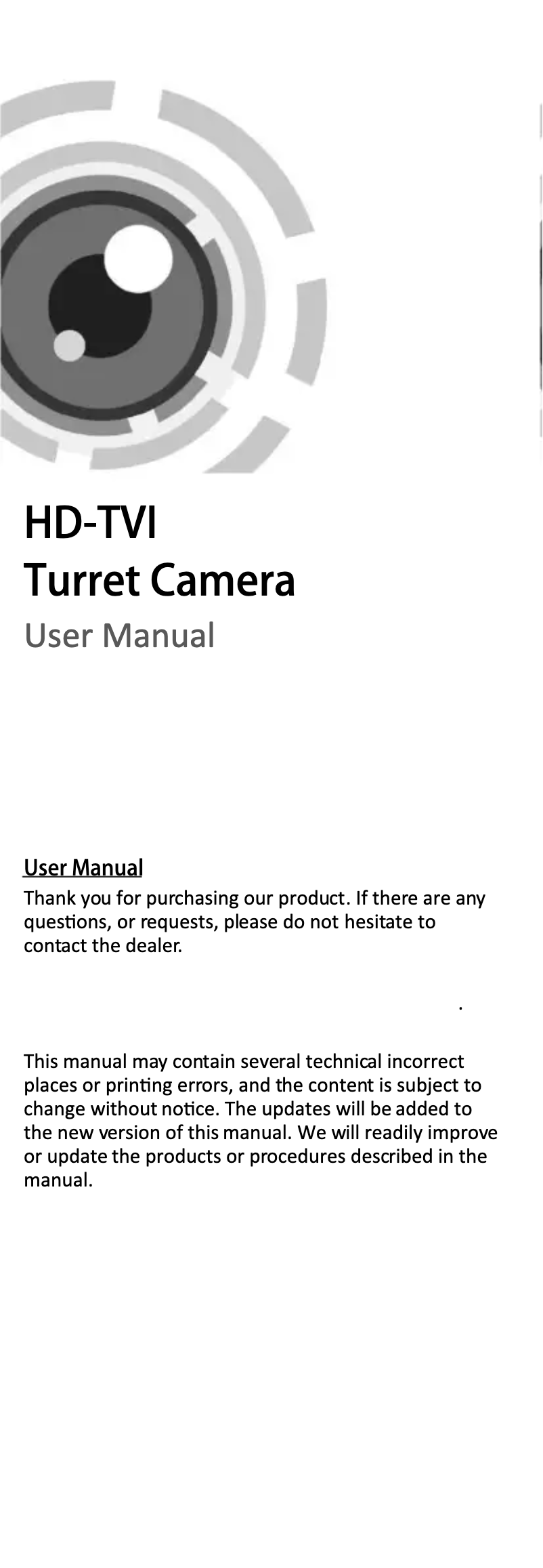 Page n°1 - Manuel utilisateur Monoprice HD-TVI Turret Camera
