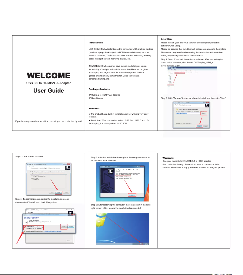 Page 1 de la notice Manuel utilisateur Cablexpert A-USB3-HDMIVGA-01
