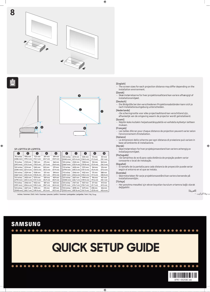 Page 1 de la notice Manuel utilisateur Samsung SP-LSP9TGA