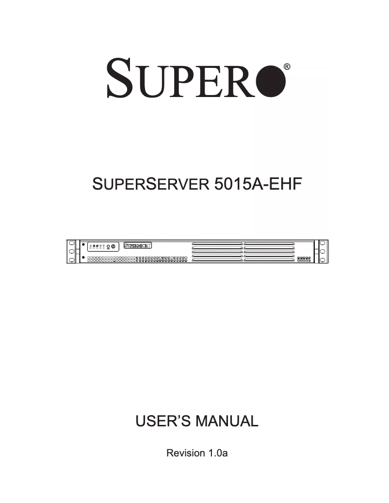 Image de la première page du manuel de l'appareil SuperServer 5015A-EHF