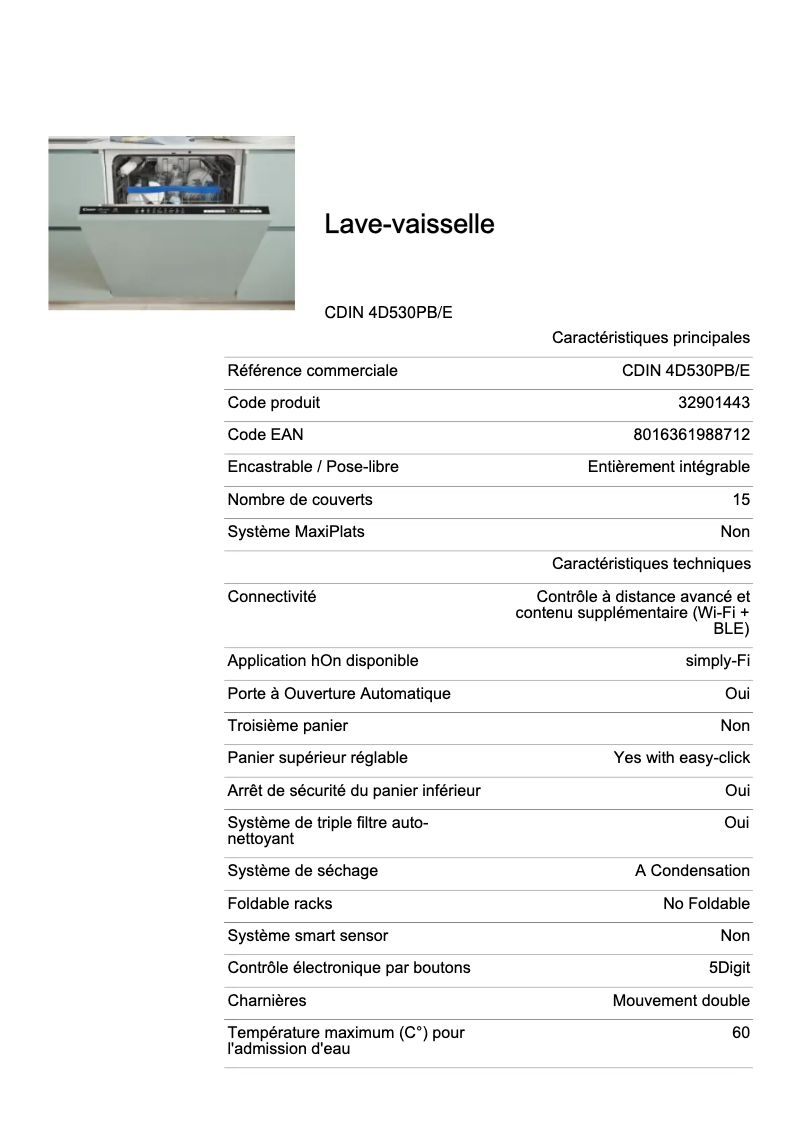 Image de la première page du manuel de l'appareil CDIN 4D530PB