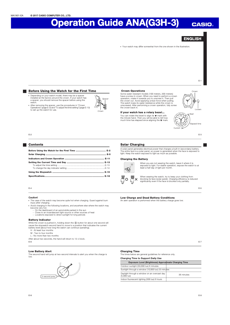 Page 1 de la notice Manuel utilisateur Casio Edifice EFS-S550DB-1AVUEF