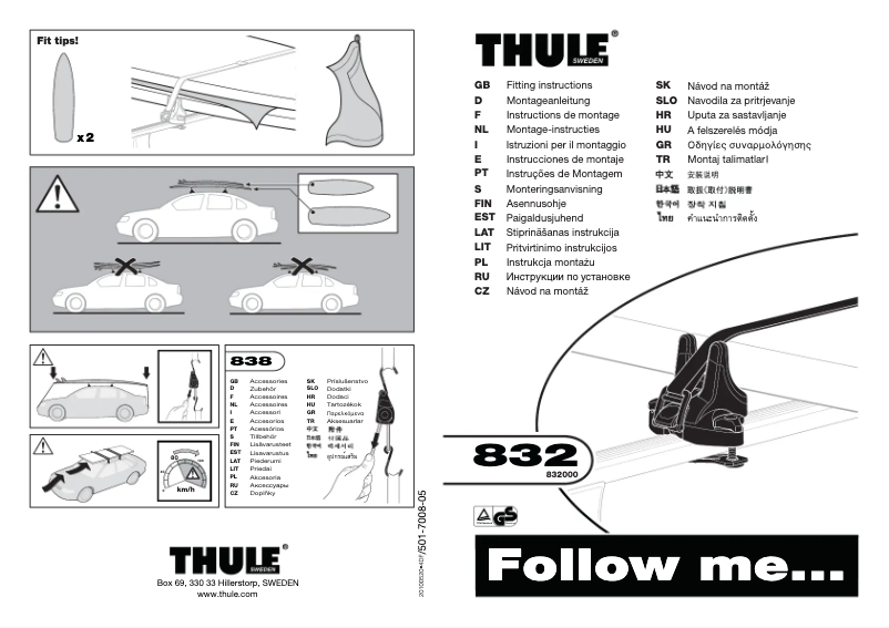 Page n°1 - Manuel utilisateur Thule Wave Surf Carrier 832