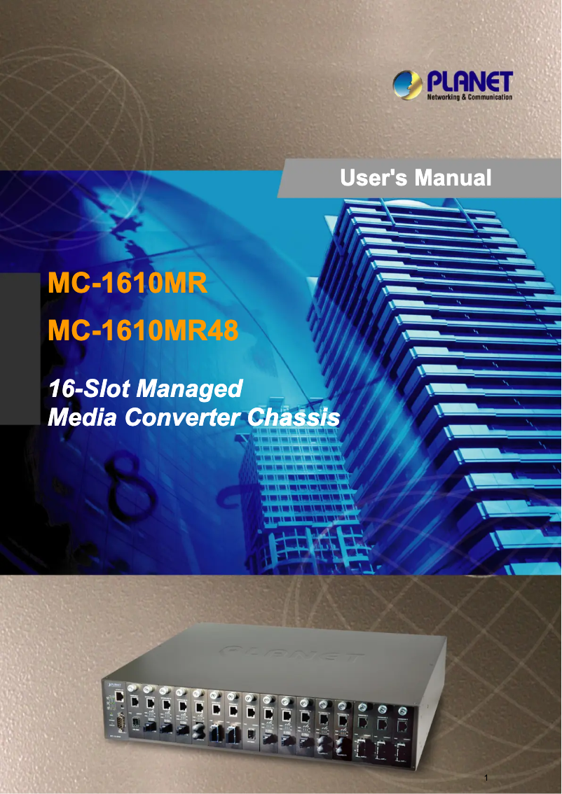 Page 1 de la notice Manuel utilisateur Planet MC-1610MR48