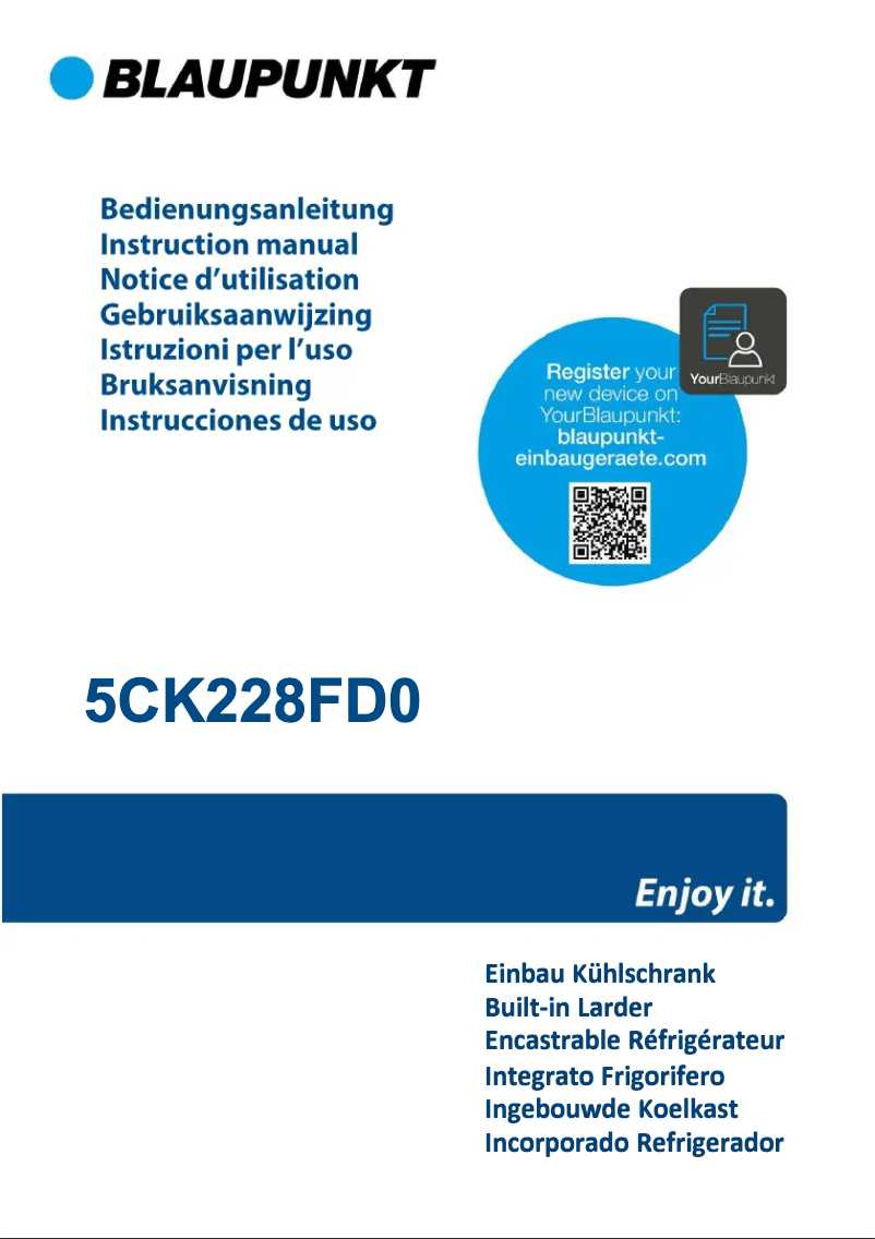 Page n°1 - Manuel utilisateur Blaupunkt 5CK228FD0