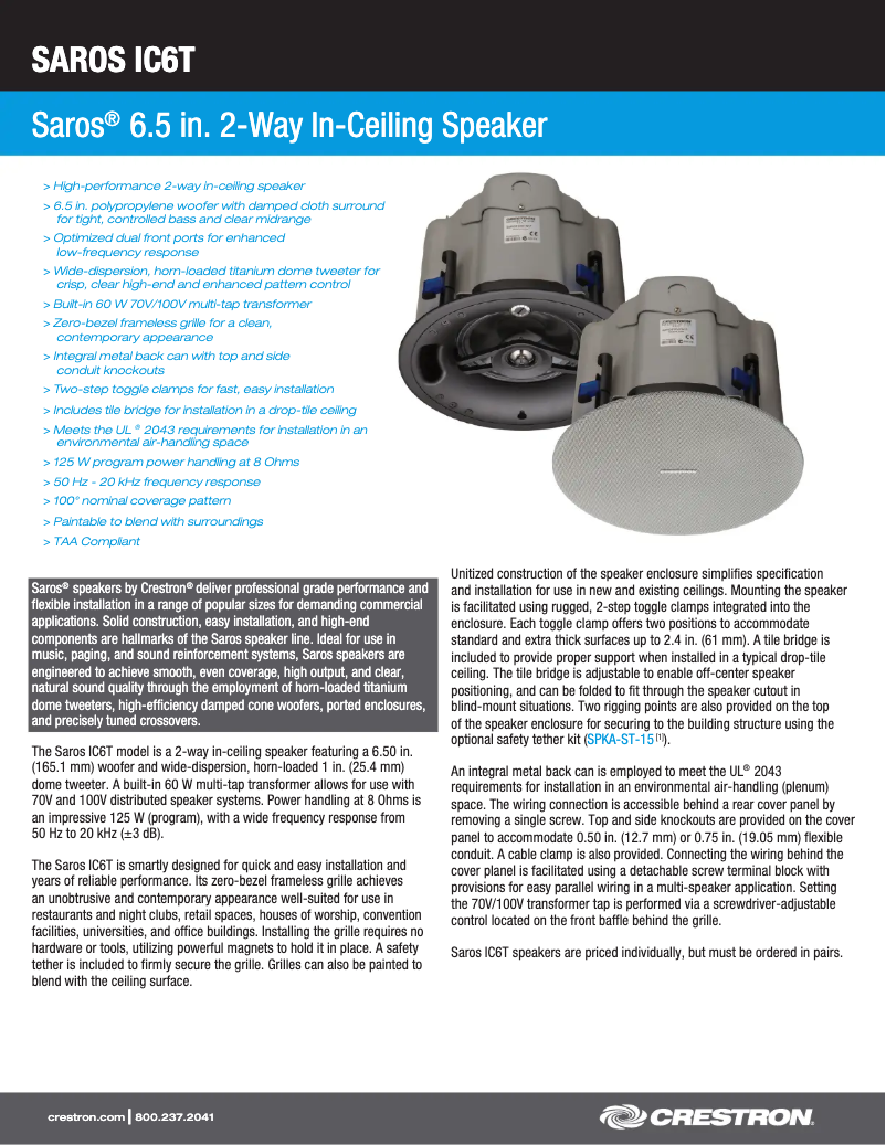 Image de la première page du manuel de l'appareil SAROS IC6T-W