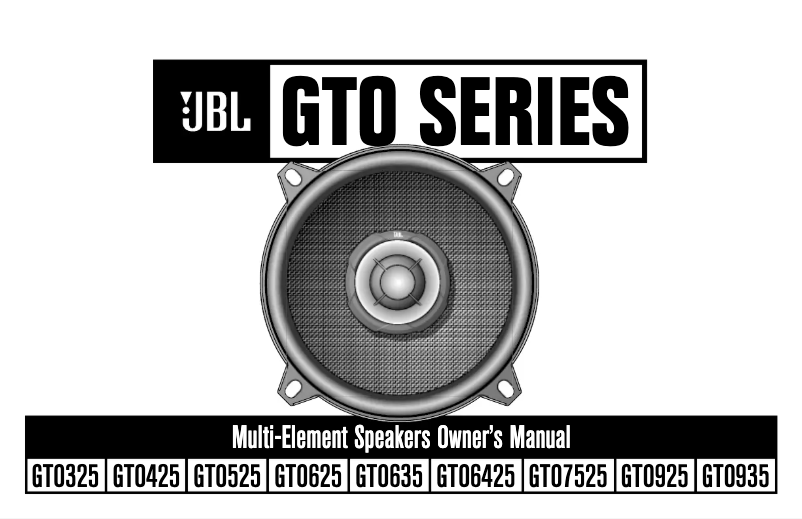 Page n°1 - Manuel utilisateur JBL Grand Touring GTO625