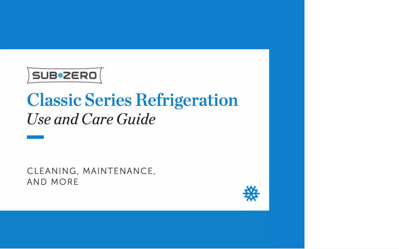 Page n°1 - Manuel d'utilisation et d'entretien Sub-Zero CL4850UFDID
