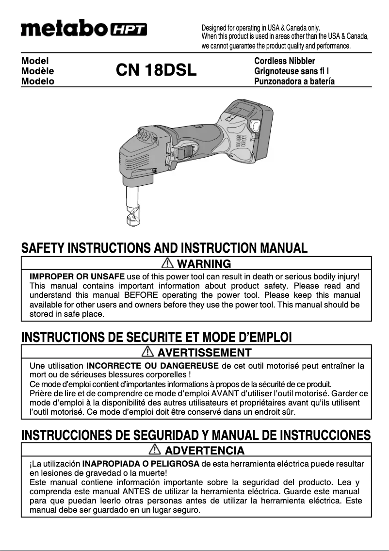 Image de la première page du manuel de l'appareil CN 18DSL