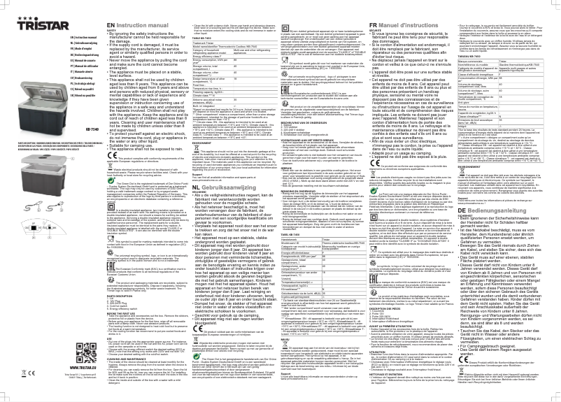 Image de la première page du manuel de l'appareil KB-7540