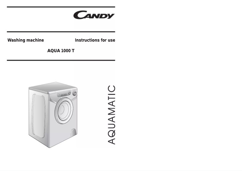 Page n°1 - Manuel utilisateur Candy Aquamatic 1000