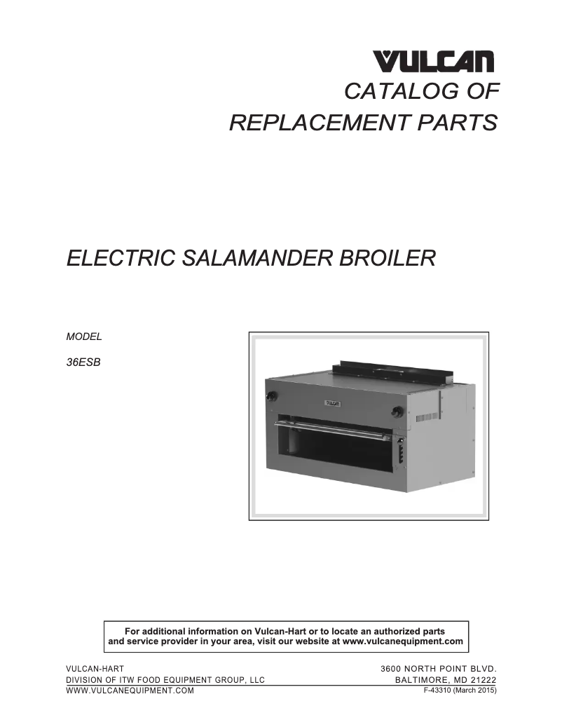 Page 1 de la notice Catalogue Vulcan 36ESB