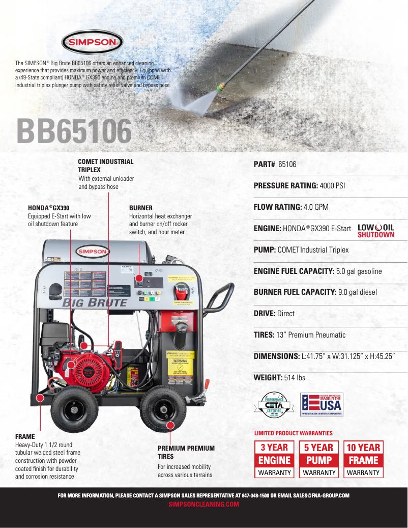 Page n°1 - Fiche technique Simpson Big Brute BB65106