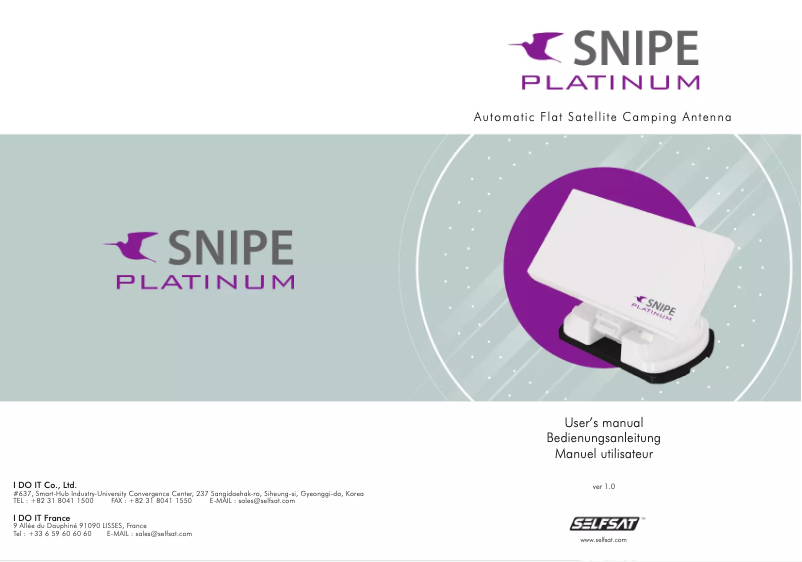 Image de la première page du manuel de l'appareil Snipe Platinum