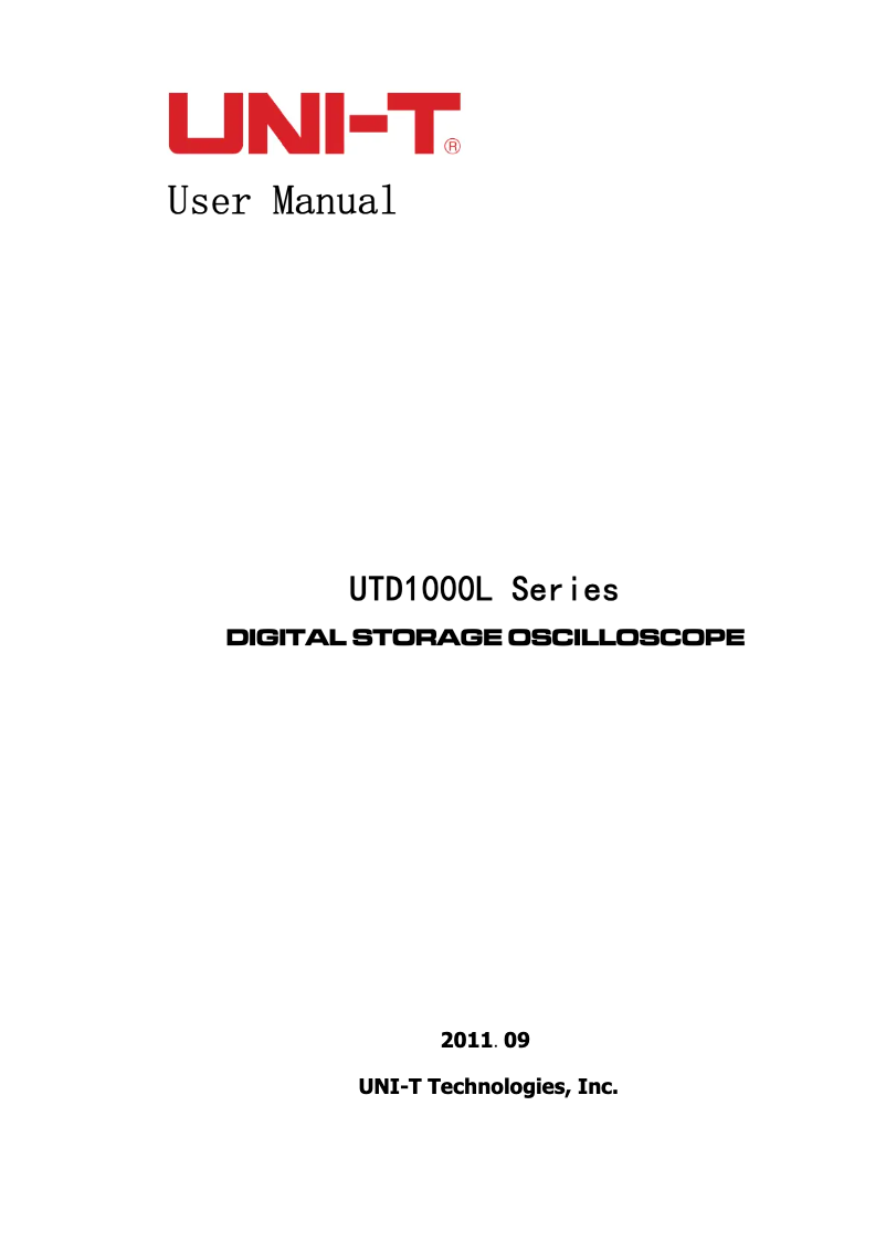 Image de la première page du manuel de l'appareil UTD1050DL