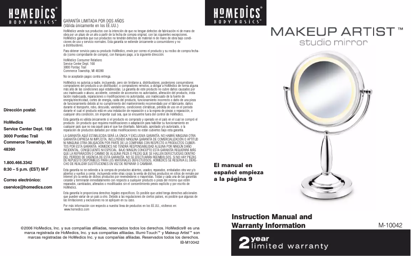 Página 1 del manual Manual de usuario Homedics M-10042