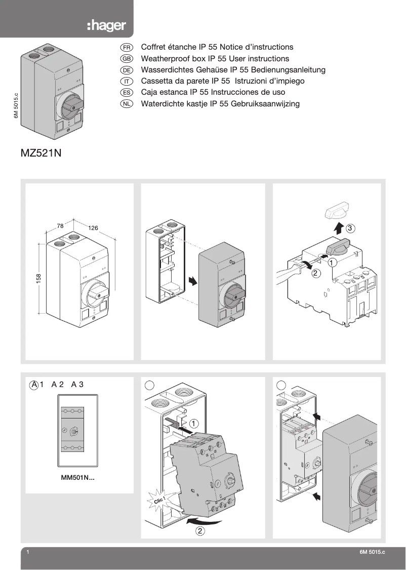 Page n°1 - Manuel utilisateur Hager MZ521N