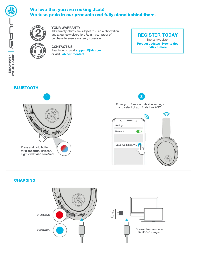 Page n°1 - Manuel utilisateur JLab JBuds Lux ANC
