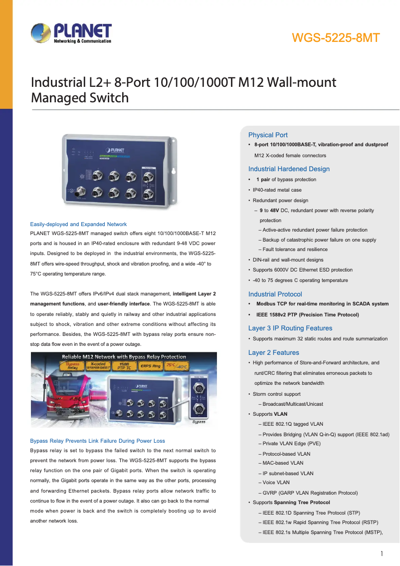Image de la première page du manuel de l'appareil WGS-5225-8MT