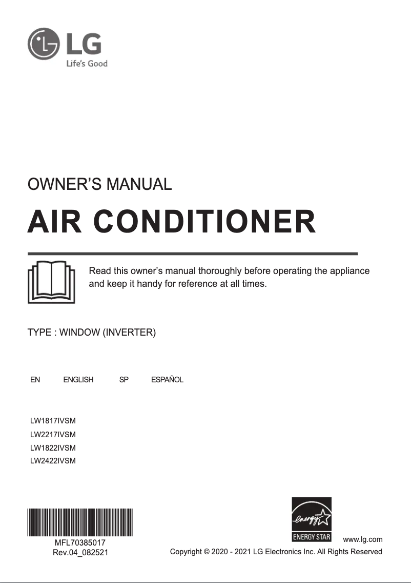 Page 1 de la notice Manuel utilisateur LG LW1817IVSM