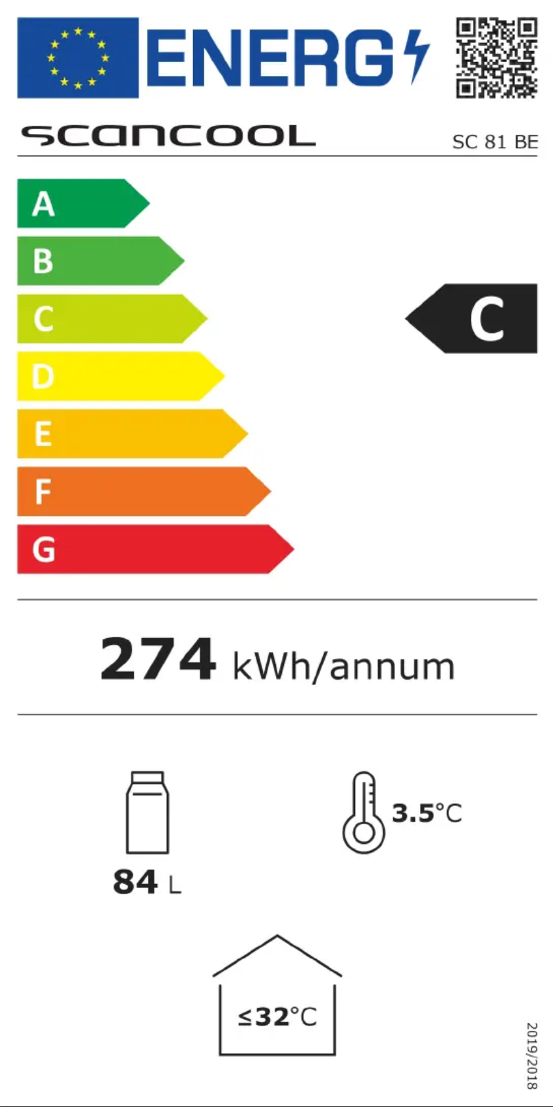 Page n°1 - Label énergétique Scancool SC 81 BE