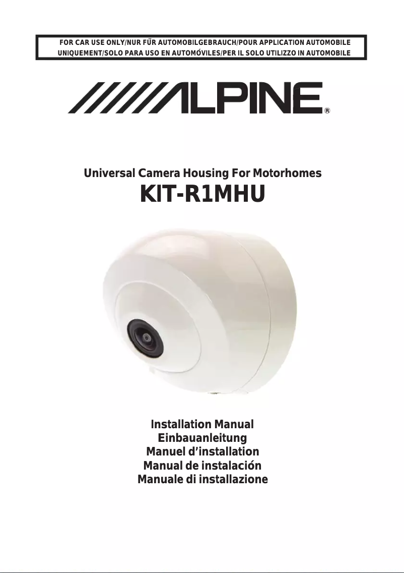 Page n°1 - Manuel utilisateur Alpine KIT-R1MHU