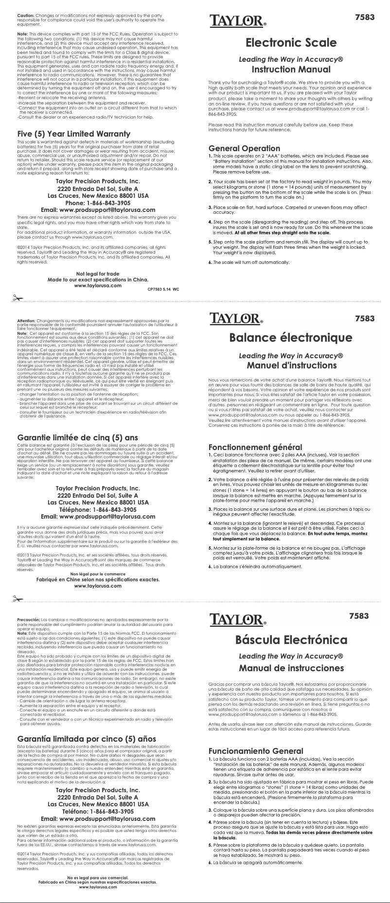 Image de la première page du manuel de l'appareil 7583