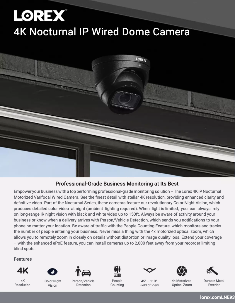 Page n°1 - Fiche technique Lorex LNE9393