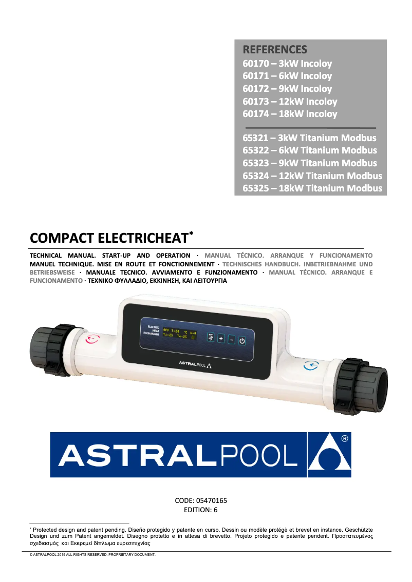 Page 1 de la notice Manuel utilisateur AstralPool Compact ElectricHeat