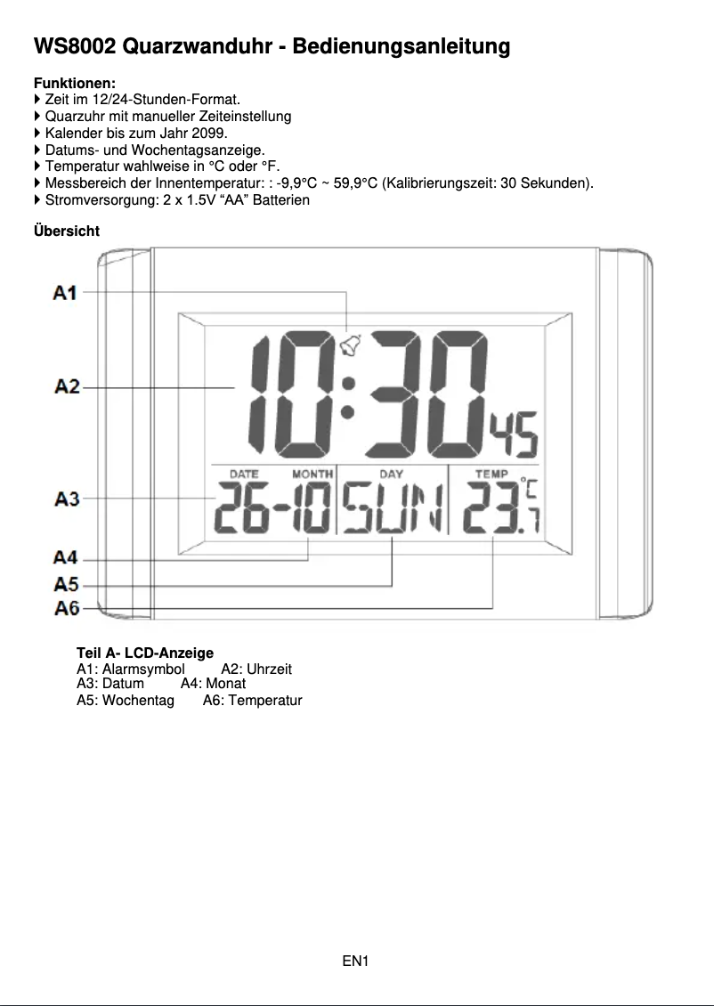 Image de la première page du manuel de l'appareil WS 8002