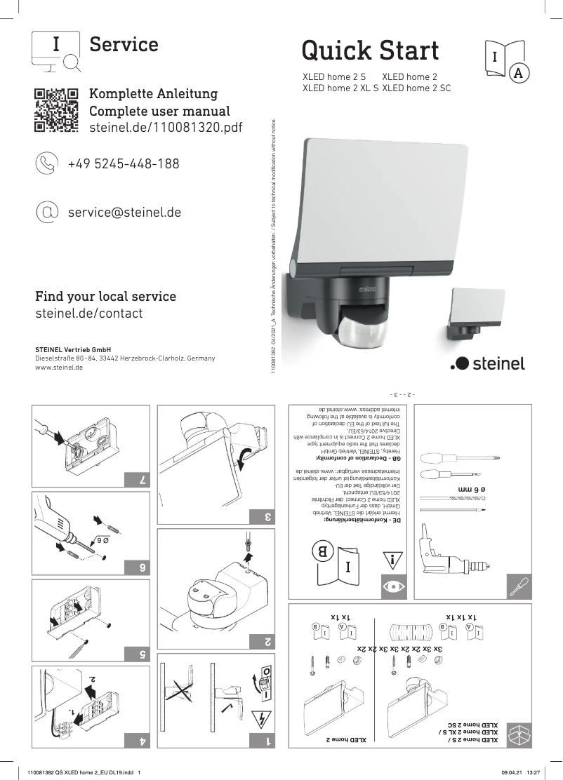 Imagen de la primera página del manual del dispositivo XLED Home 2 SC