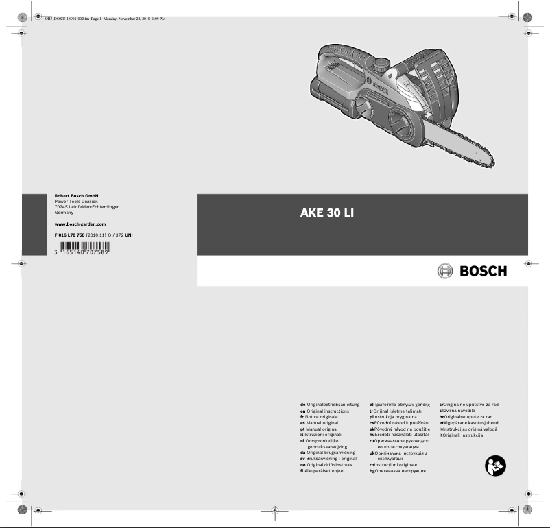 Image de la première page du manuel de l'appareil AKE 30 LI