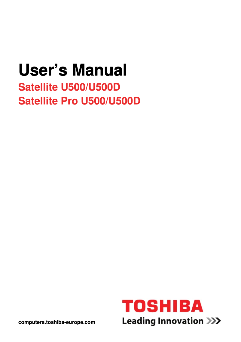 Page 1 de la notice Manuel utilisateur Toshiba Satellite Pro U500