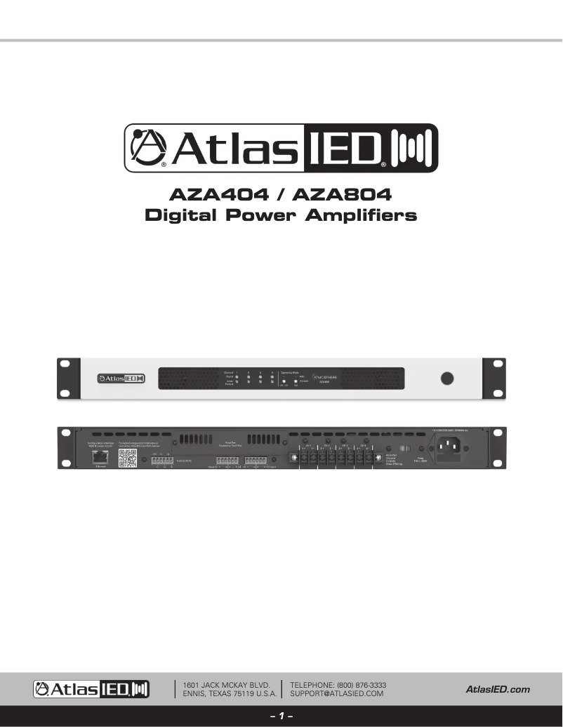 Page 1 of the manual User Manual Atlas Sound Atmosphere AZA804