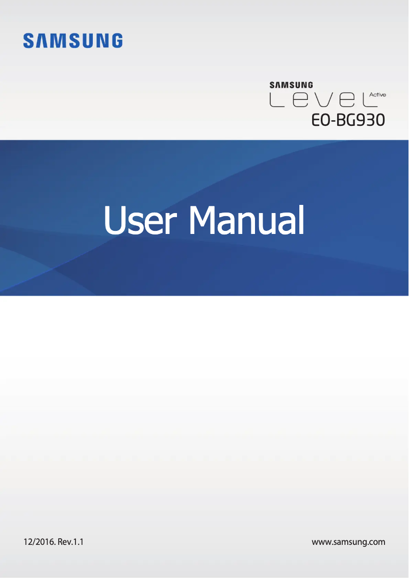 Page 1 de la notice Manuel utilisateur Samsung Level Active EO-BG930