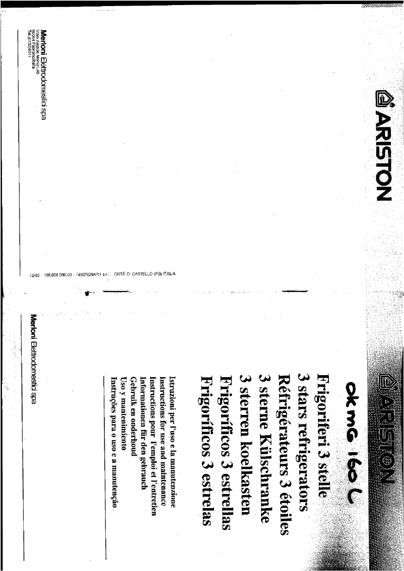 Page 1 de la notice Manuel utilisateur Ariston Thermo OKMG 160 L