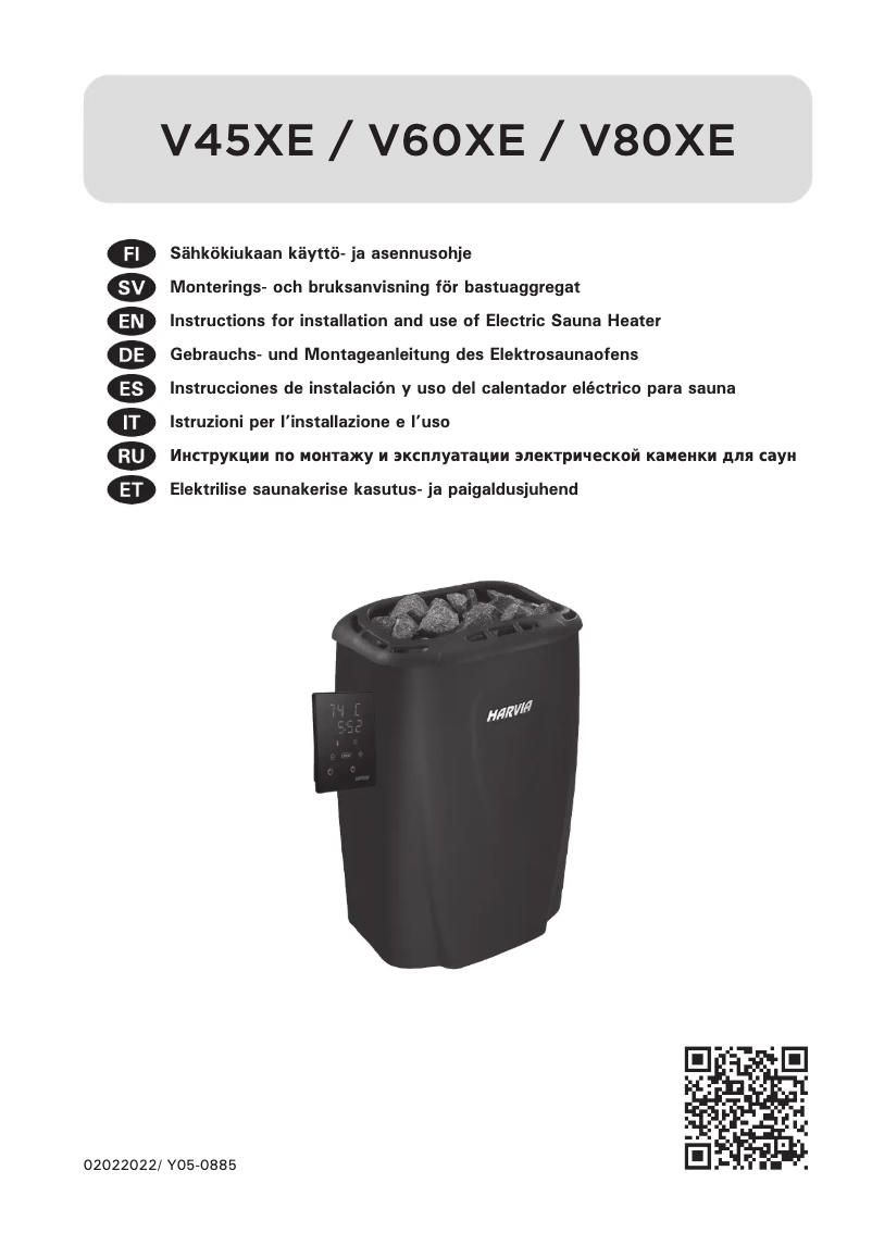 Page 1 de la notice Manuel utilisateur Harvia Moderna V80XE HVE804XEM