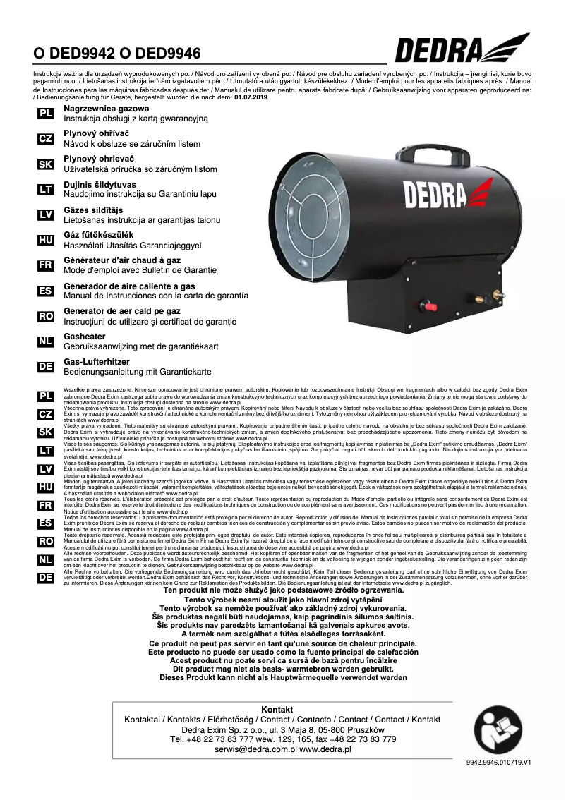 Page 1 de la notice Manuel utilisateur DEDRA DED9942