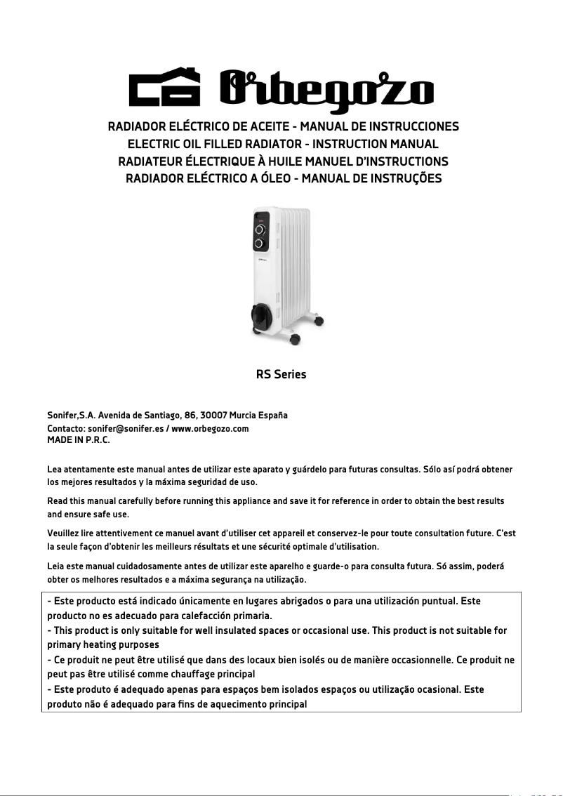 Page 1 de la notice Manuel utilisateur Orbegozo RS 1500