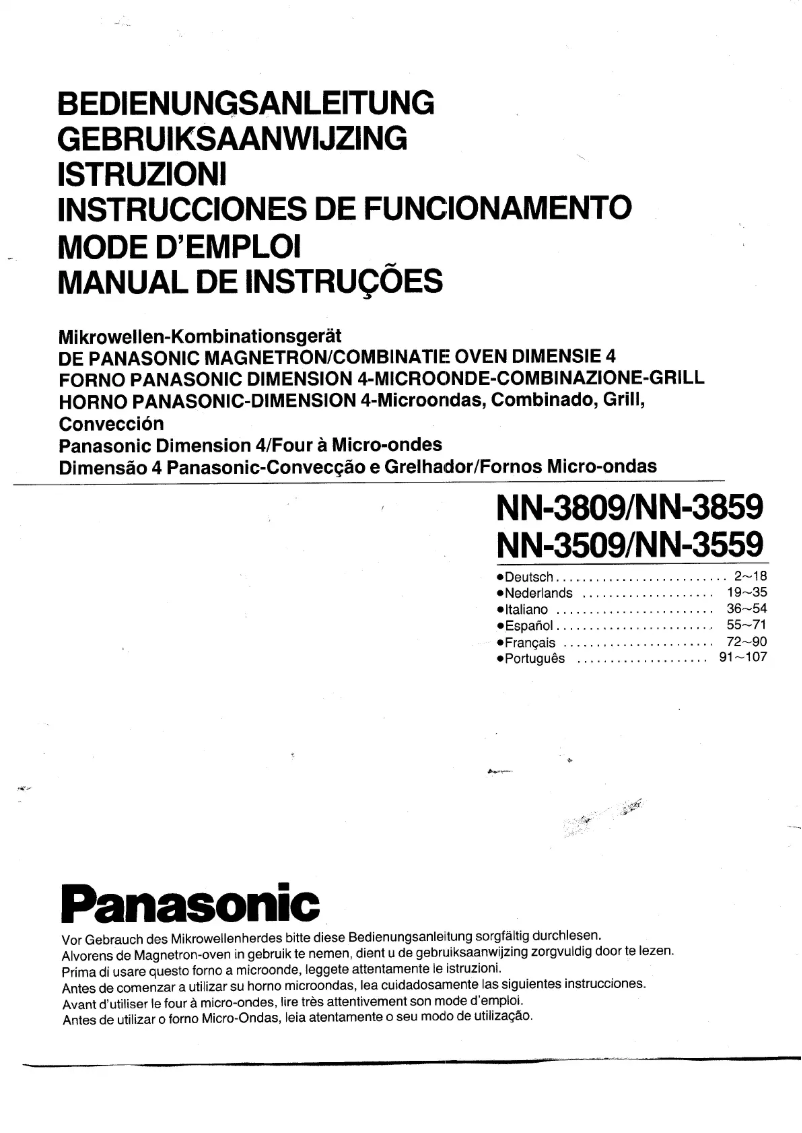 Page 1 de la notice Manuel utilisateur Panasonic NN-3559