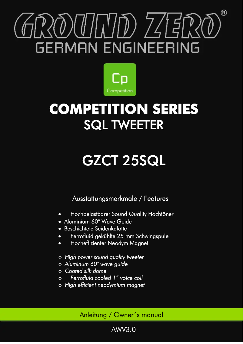 First page image of the manual for GZCT 25SQL