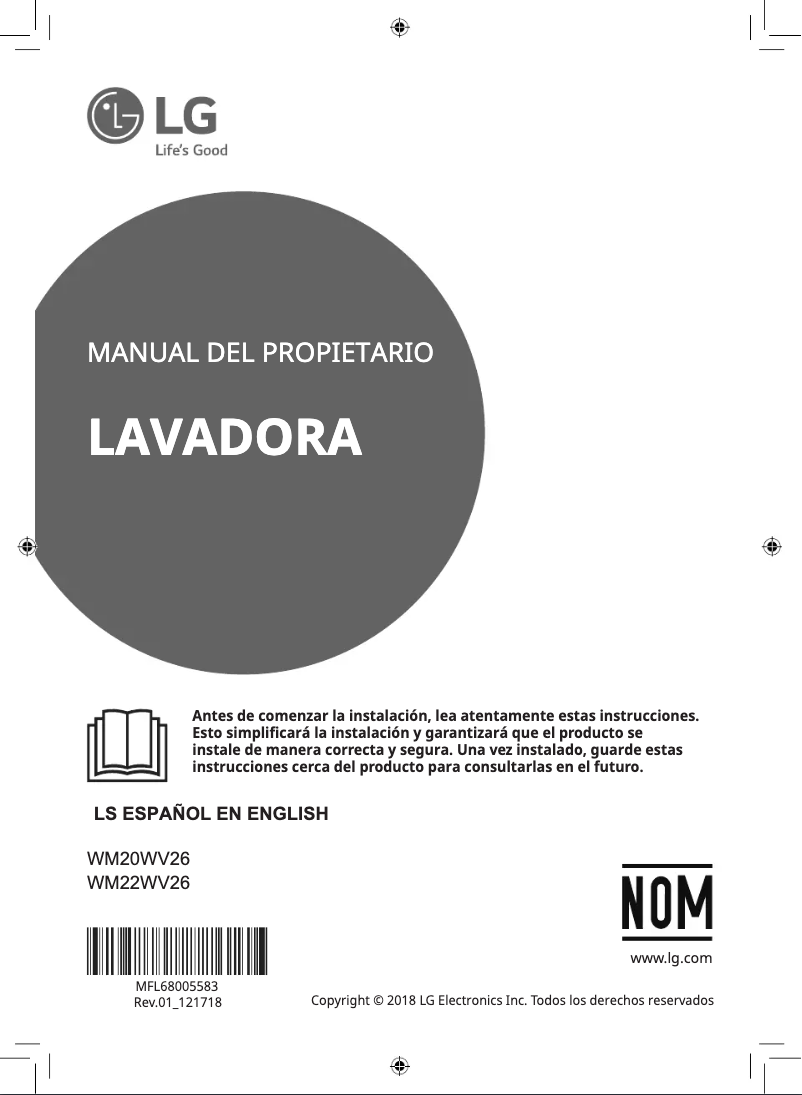 Page 1 de la notice Manuel utilisateur LG WM22WV26