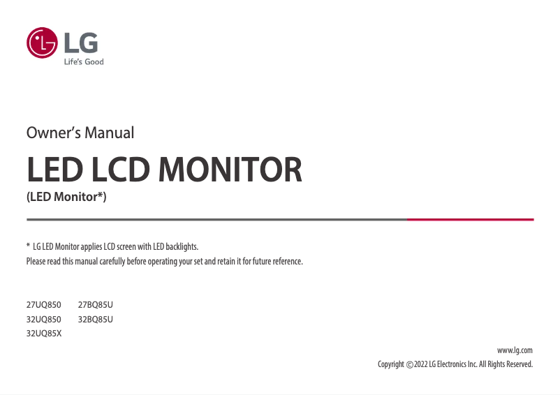 Image de la première page du manuel de l'appareil UltraFine 32BQ85U