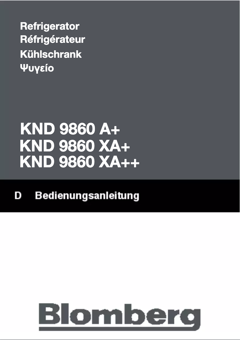 Page n°1 - Manuel utilisateur Blomberg KND 9860 XA