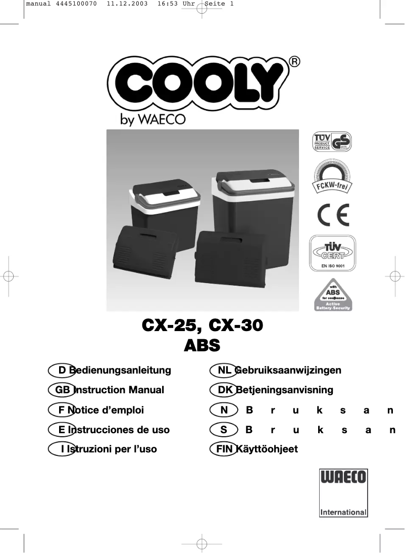Image de la première page du manuel de l'appareil Cooly CX-30