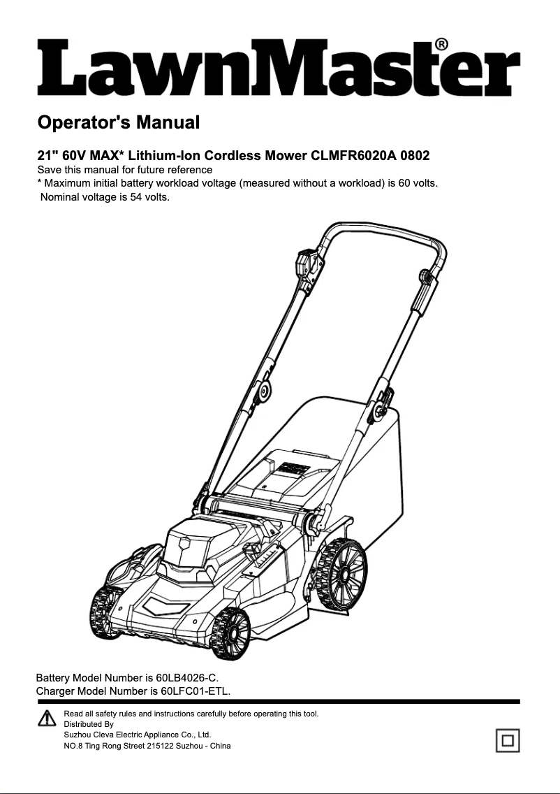Image de la première page du manuel de l'appareil CLMFR6020A 0802