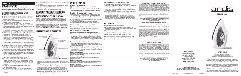 Página 1 del manual Manual de usuario Andis STI-3