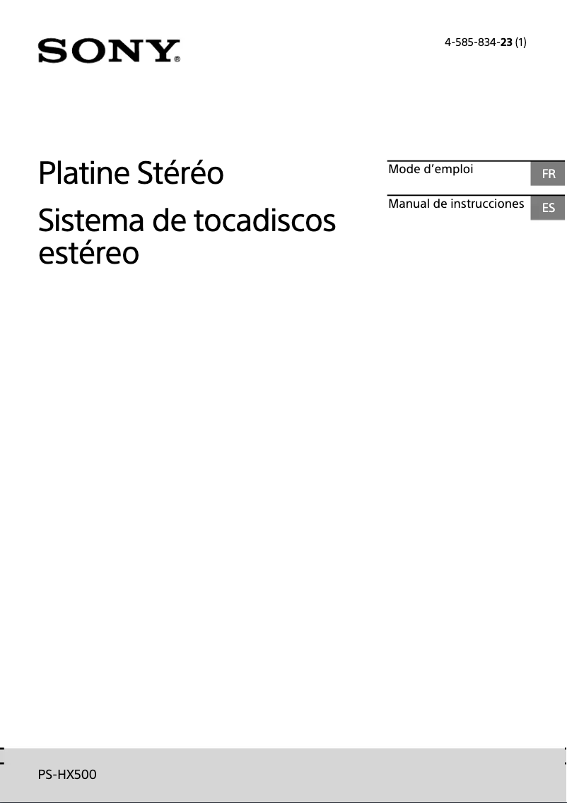Page n°1 - Manuel utilisateur Sony PS-HX500