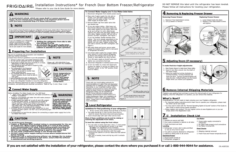 Page n°1 - Manuel utilisateur Frigidaire FFHN2750T