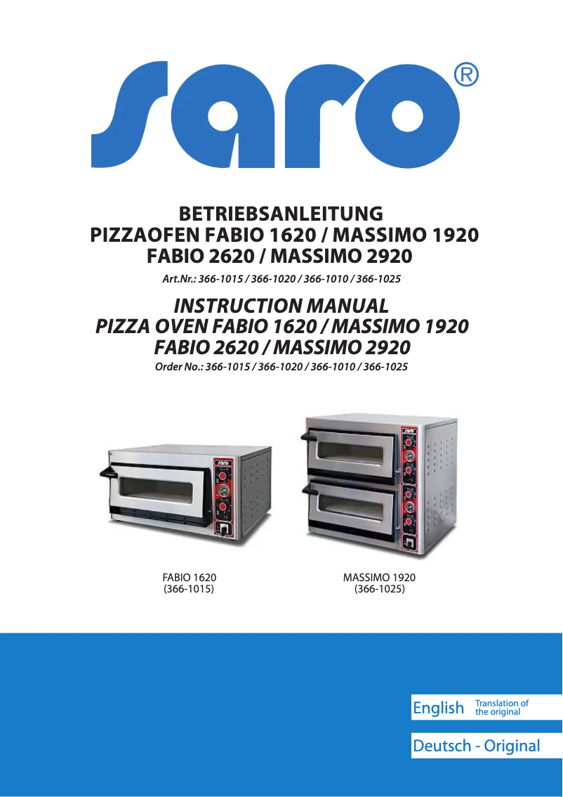 Page n°1 - Manuel utilisateur Saro Massimo 2920
